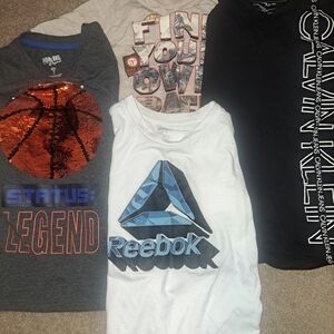 Reebok White and Blue Kids Short Sleeve Tee